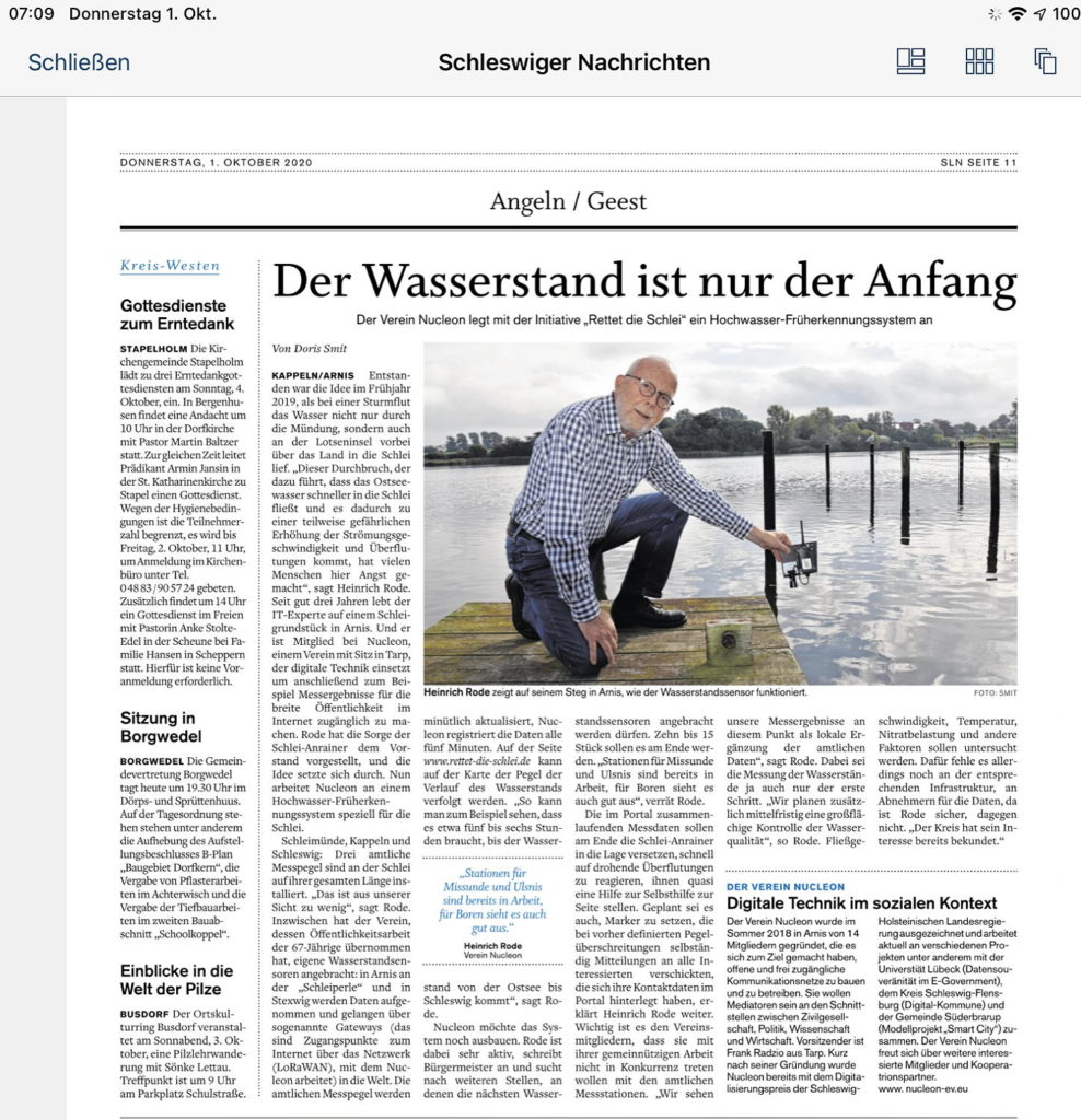 Bericht über uns und unser Projekt in der SHZ